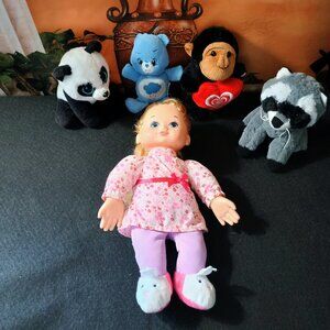 VGUC: Bundle! Doll & Friends, Ty Panda, Grumpy Care Bear, Monkey & Raccoon